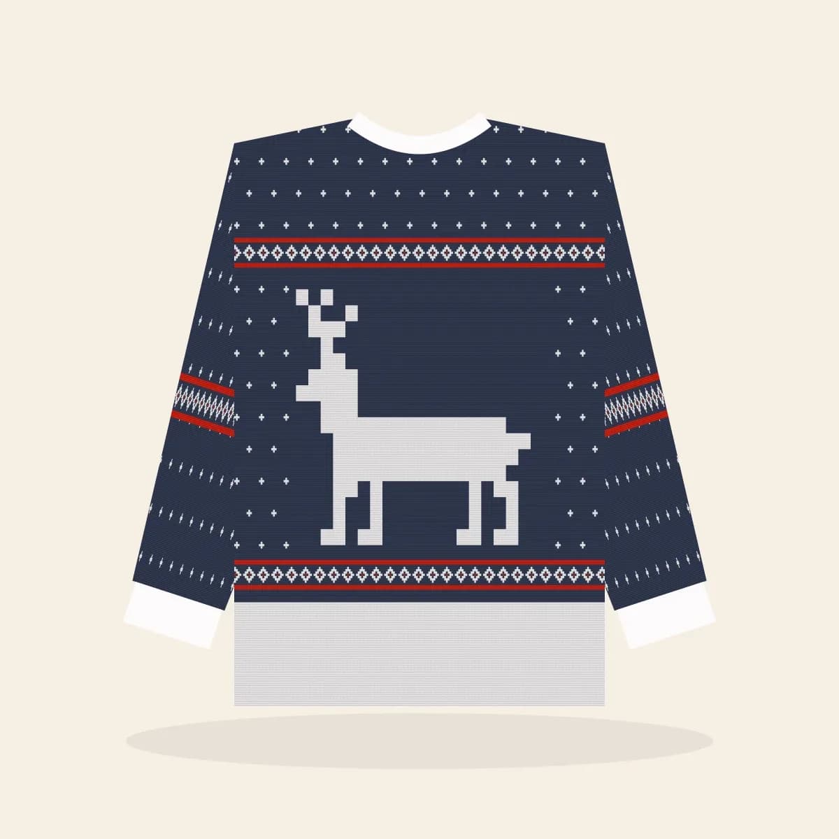 Classic Reindeer All-Over Print Sweatshirt (Midnight Navy): Classic Reindeer ugly Christmas print in navy with white and red