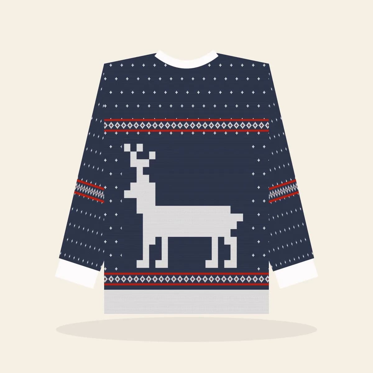 Classic Reindeer Kids Knitted Sweater (Midnight Navy): Classic Reindeer ugly Christmas knit in navy with white and red