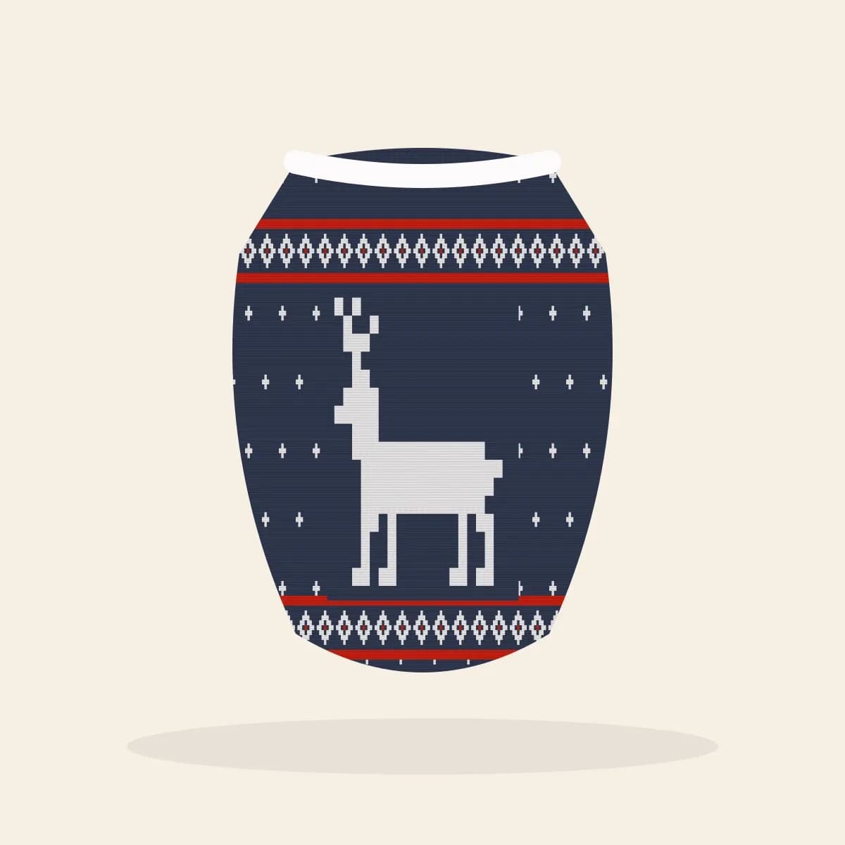 Classic Reindeer Knitted Dog Sweater (Midnight Navy): Classic Reindeer ugly Christmas knit in navy with white and red