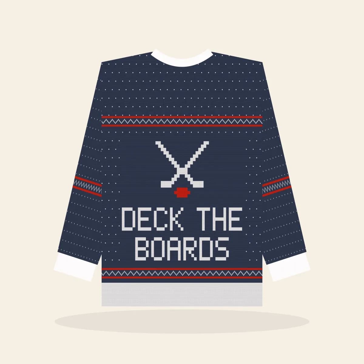 Deck the Boards Kids Knitted Sweater (Midnight Navy): Deck the Boards ugly Christmas knit in navy with white and red