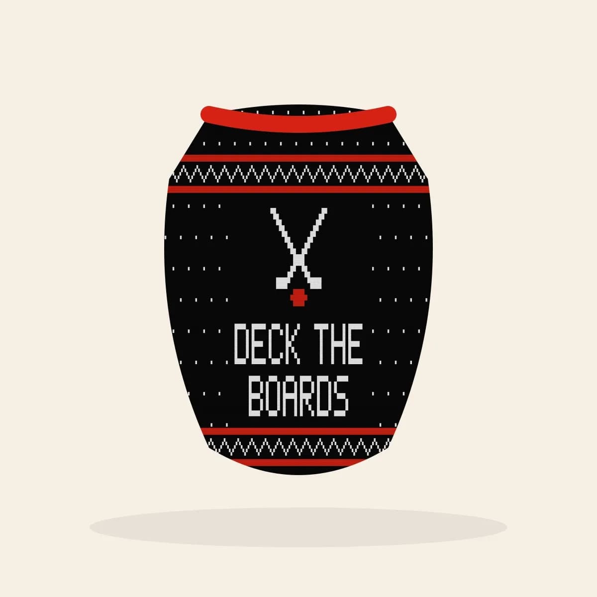 Deck the Boards Knitted Dog Sweater (Lumberjack): Deck the Boards ugly Christmas knit in black with white and red