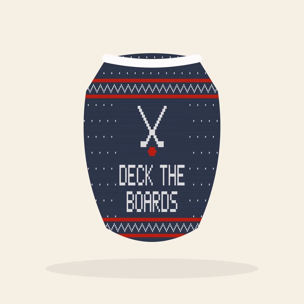 Deck the Boards Knitted Dog Sweater (Midnight Navy): Deck the Boards ugly Christmas knit in navy with white and red