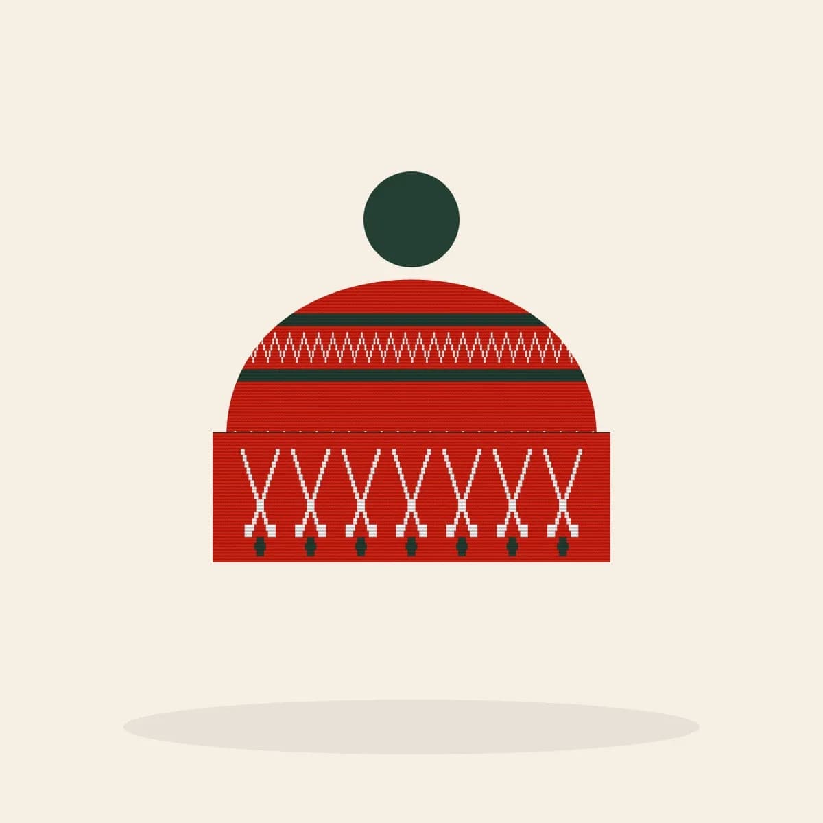 Deck the Boards Knitted Toque (Classic Red): Deck the Boards ugly Christmas knit in red with white and pine green