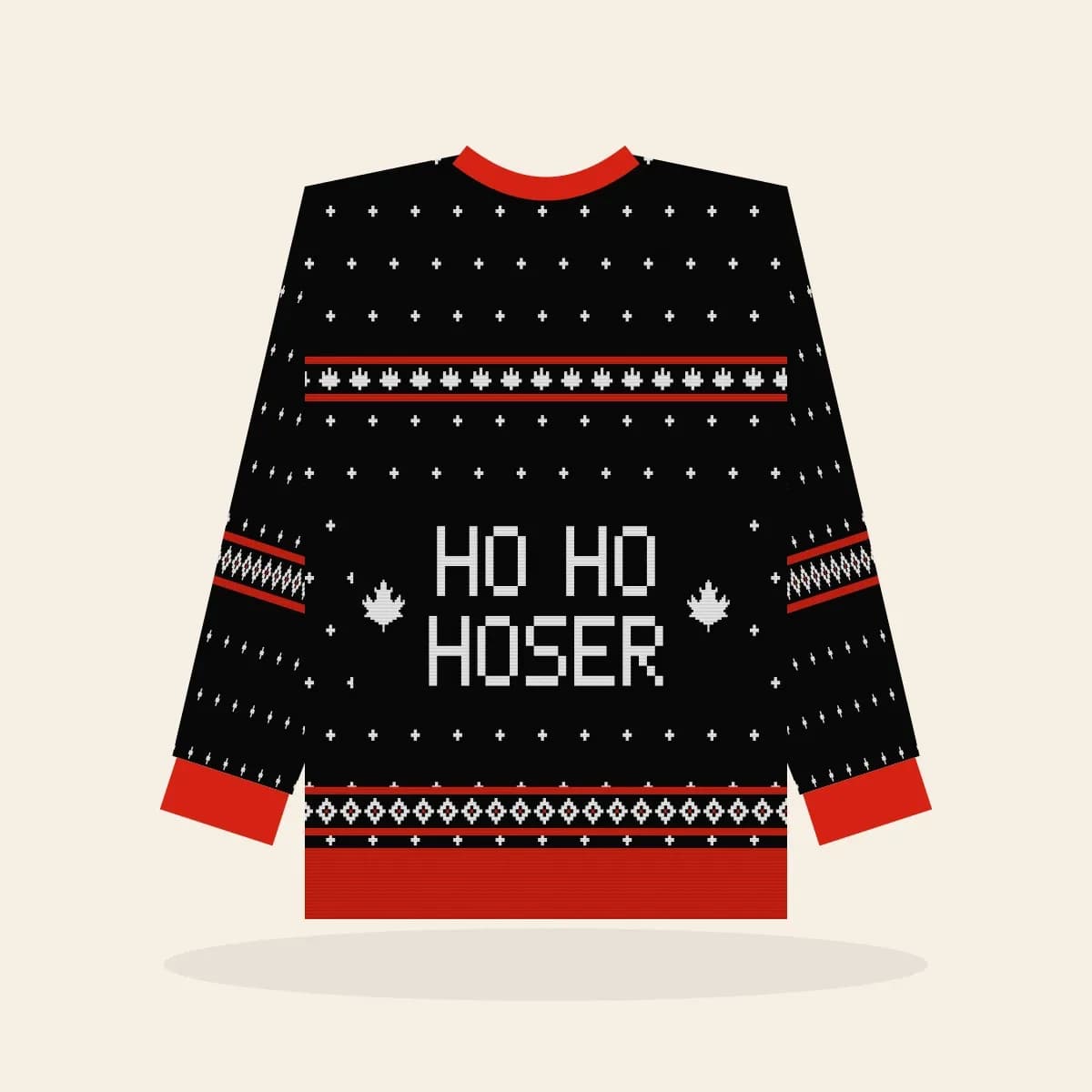 Ho Ho Hoser Relaxed Knitted Sweater (Lumberjack): Ho Ho Hoser ugly Christmas knit in black with white and red