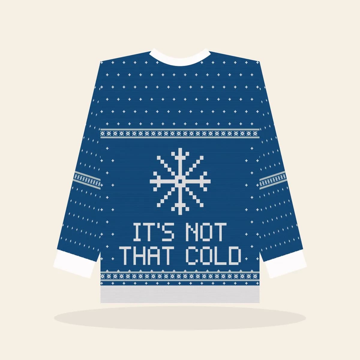 It’s Not That Cold Knitted Sweater (Frosty Blue): It’s Not That Cold ugly Christmas knit in blue with white and ice