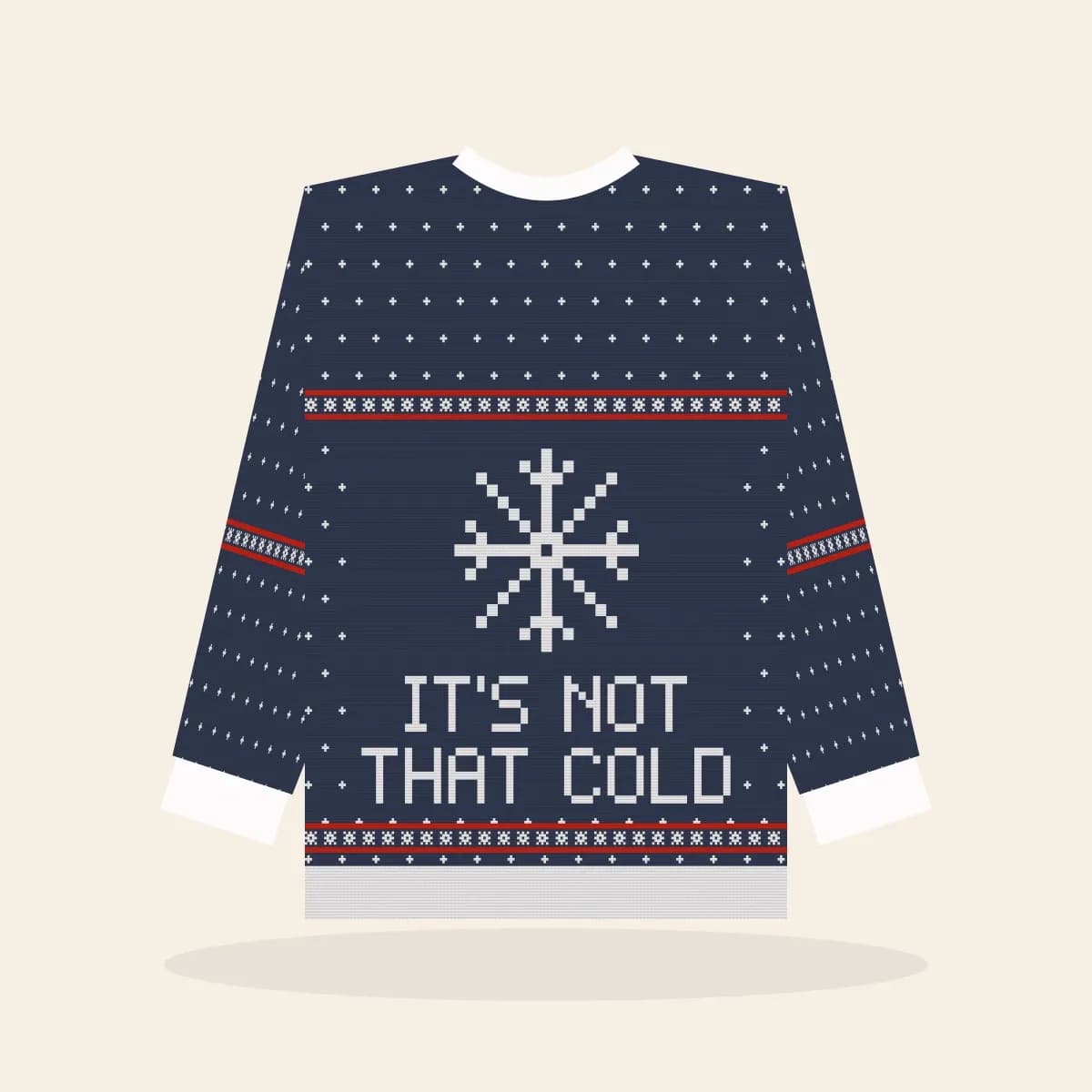 It’s Not That Cold Knitted Sweater (Midnight Navy): It’s Not That Cold ugly Christmas knit in navy with white and red