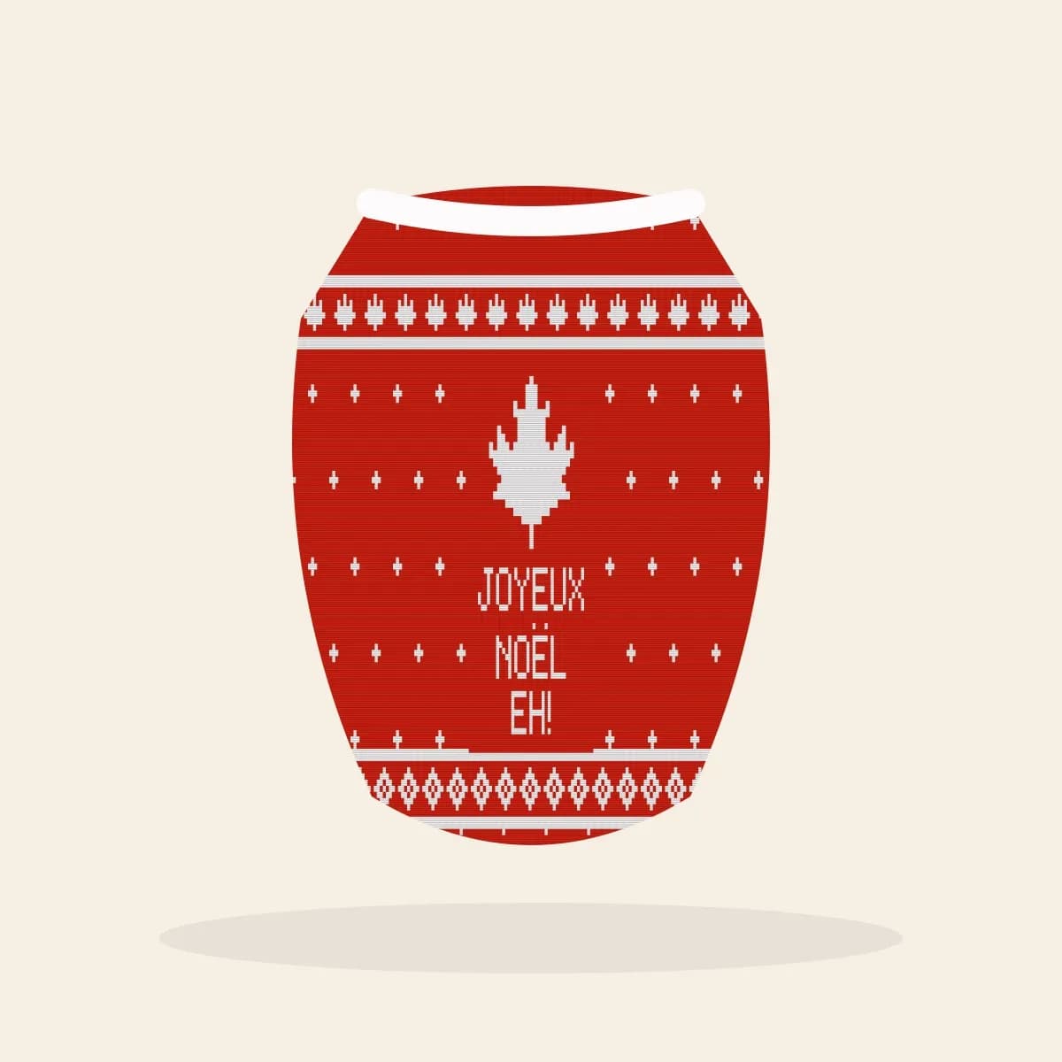 Joyeux Noël, Eh Knitted Dog Sweater (True North): Joyeux Noël, Eh ugly Christmas knit in red and white