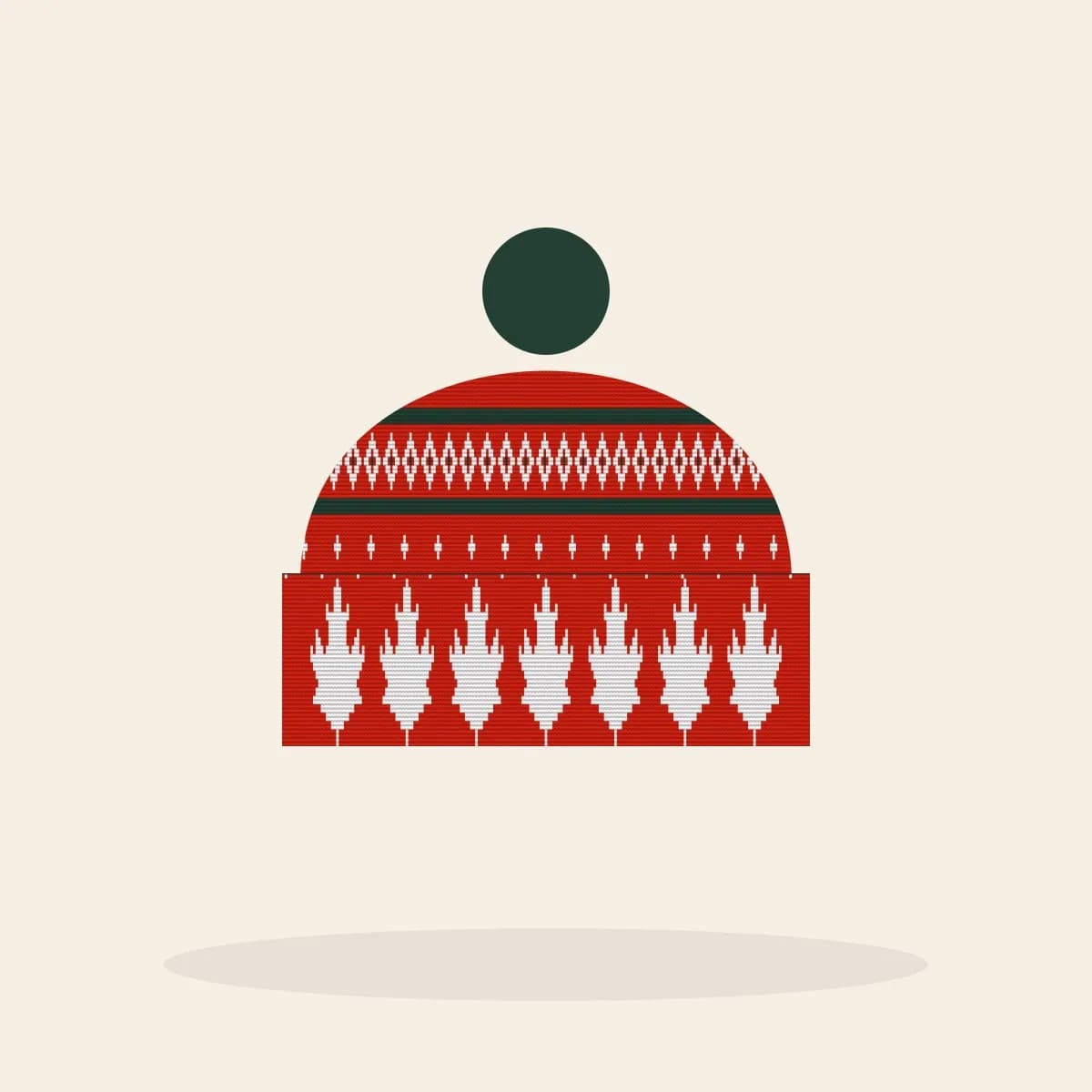 Joyeux Noël, Eh Knitted Toque (Classic Red): Joyeux Noël, Eh ugly Christmas knit in red with white and pine green