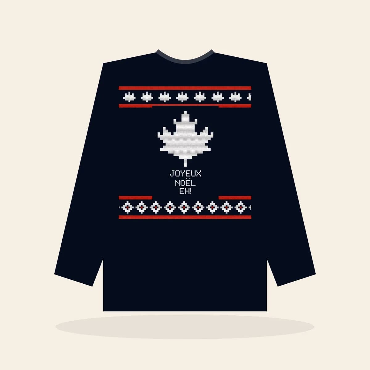 Joyeux Noël, Eh Printed Sweatshirt (Midnight Navy): Joyeux Noël, Eh ugly Christmas print in navy with white and red
