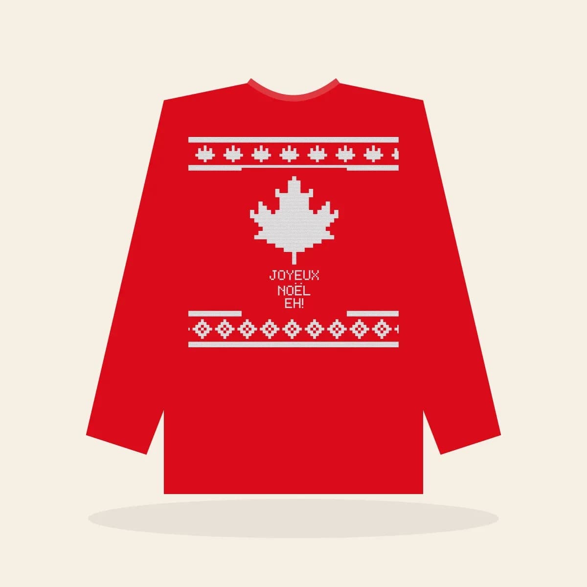 Joyeux Noël, Eh Printed Sweatshirt (True North): Joyeux Noël, Eh ugly Christmas print in red and white