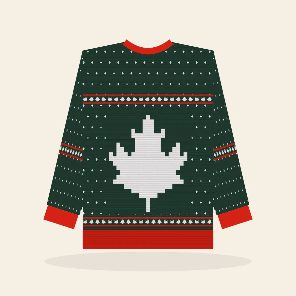 Maple Leaf Fair Isle Kids Knitted Sweater (Evergreen): Maple Leaf Fair Isle ugly Christmas knit in pine green with white and red