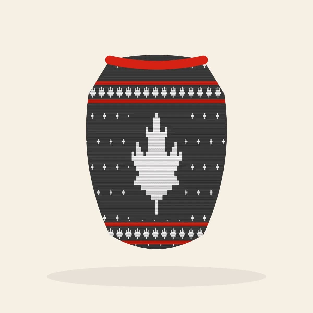 Maple Leaf Fair Isle Knitted Dog Sweater (Cabin Charcoal): Maple Leaf Fair Isle ugly Christmas knit in charcoal with white and red