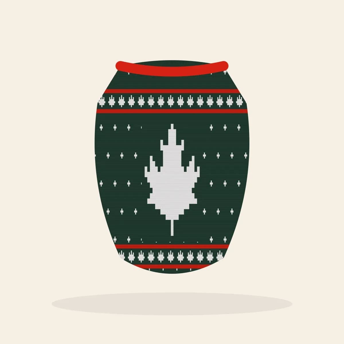 Maple Leaf Fair Isle Knitted Dog Sweater (Evergreen): Maple Leaf Fair Isle ugly Christmas knit in pine green with white and red