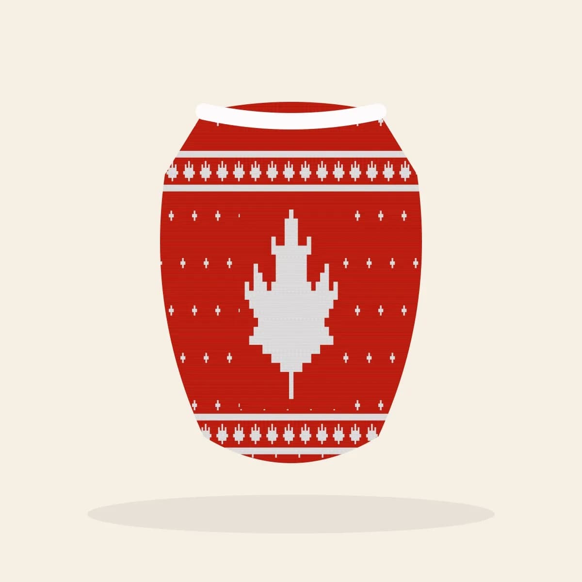 Maple Leaf Fair Isle Knitted Dog Sweater (True North): Maple Leaf Fair Isle ugly Christmas knit in red and white