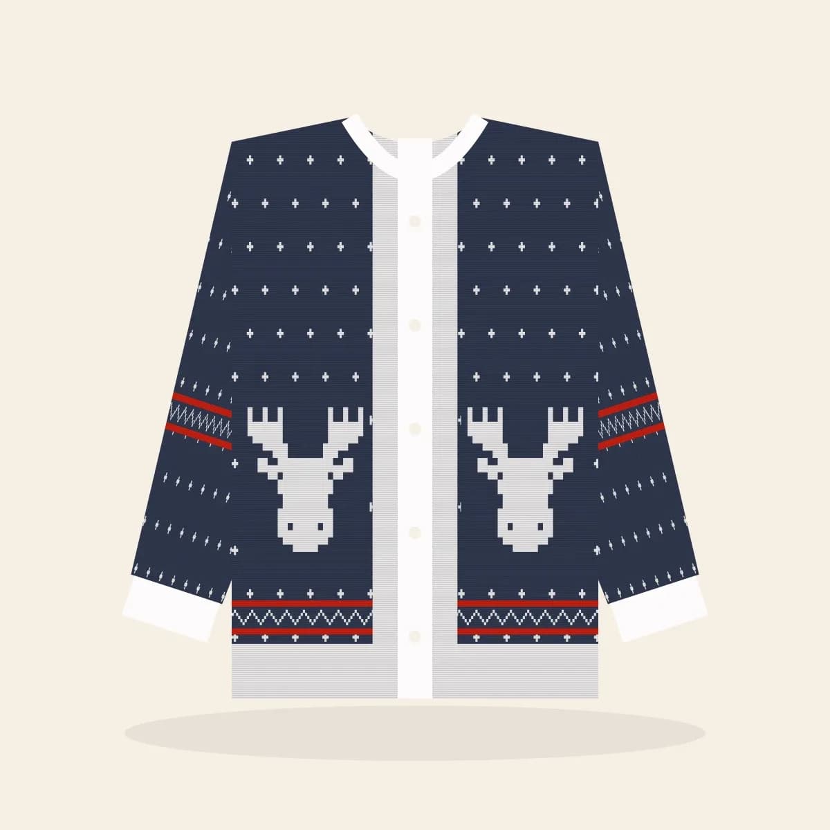 Merry Christmas, Eh Knitted Cardigan (Midnight Navy): Merry Christmas, Eh ugly Christmas knit in navy with white and red