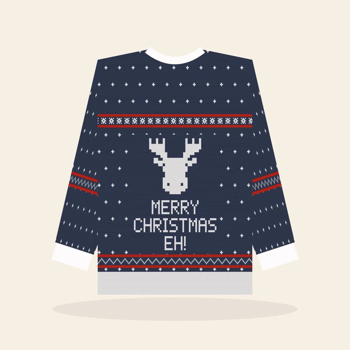 Merry Christmas, Eh Relaxed Knitted Sweater (Midnight Navy): Merry Christmas, Eh ugly Christmas knit in navy with white and red