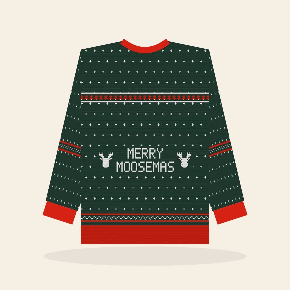 Merry Moosemas Kids Knitted Sweater (Evergreen): Merry Moosemas ugly Christmas knit in pine green with white and red