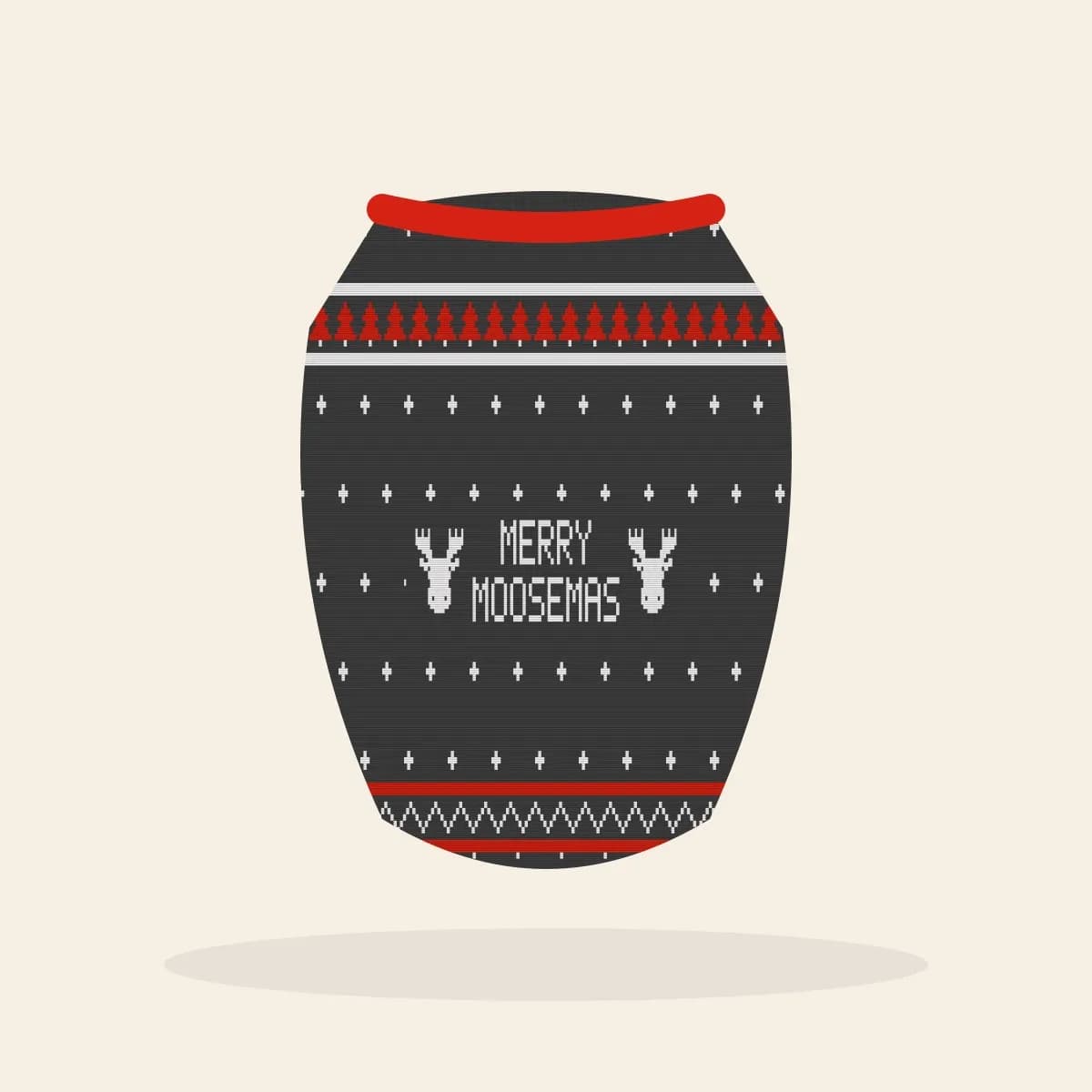 Merry Moosemas Knitted Dog Sweater (Cabin Charcoal): Merry Moosemas ugly Christmas knit in charcoal with white and red