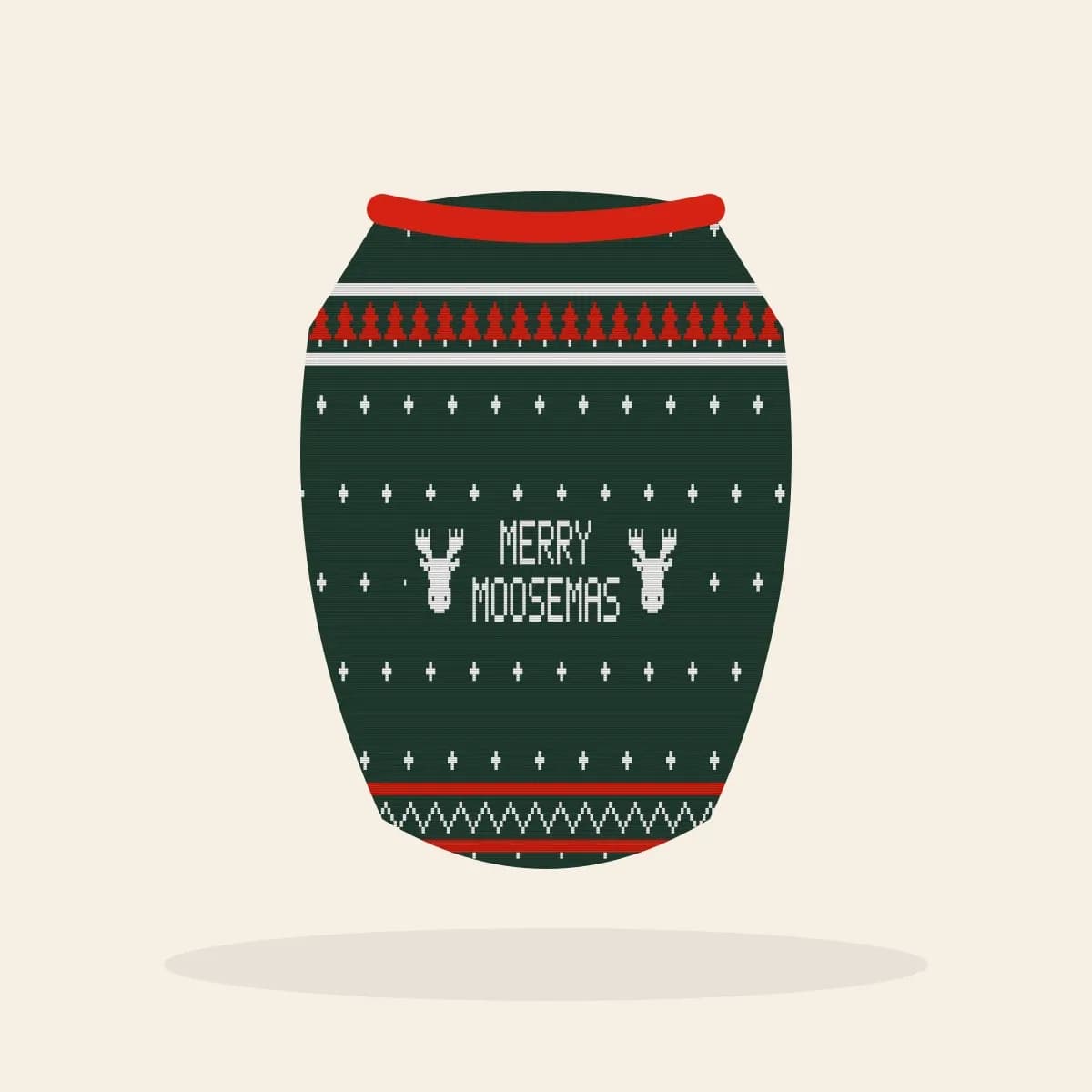 Merry Moosemas Knitted Dog Sweater (Evergreen): Merry Moosemas ugly Christmas knit in pine green with white and red