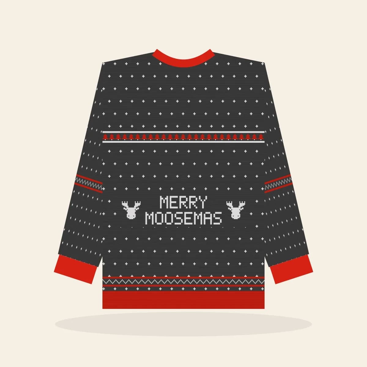 Merry Moosemas Knitted Sweater (Cabin Charcoal): Merry Moosemas ugly Christmas knit in charcoal with white and red