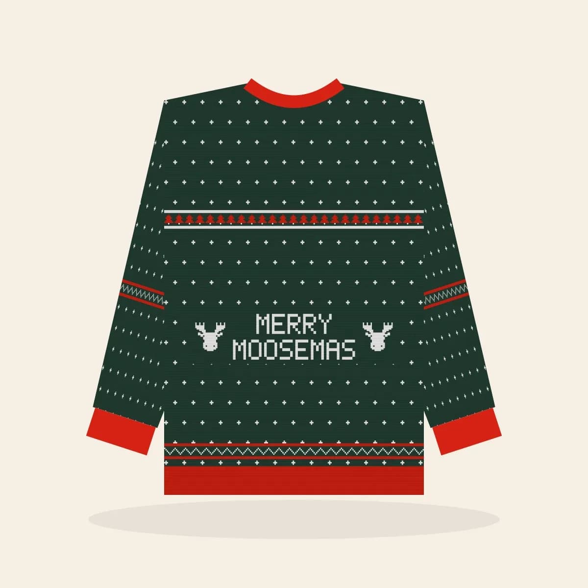 Merry Moosemas Knitted Sweater (Evergreen): Merry Moosemas ugly Christmas knit in pine green with white and red