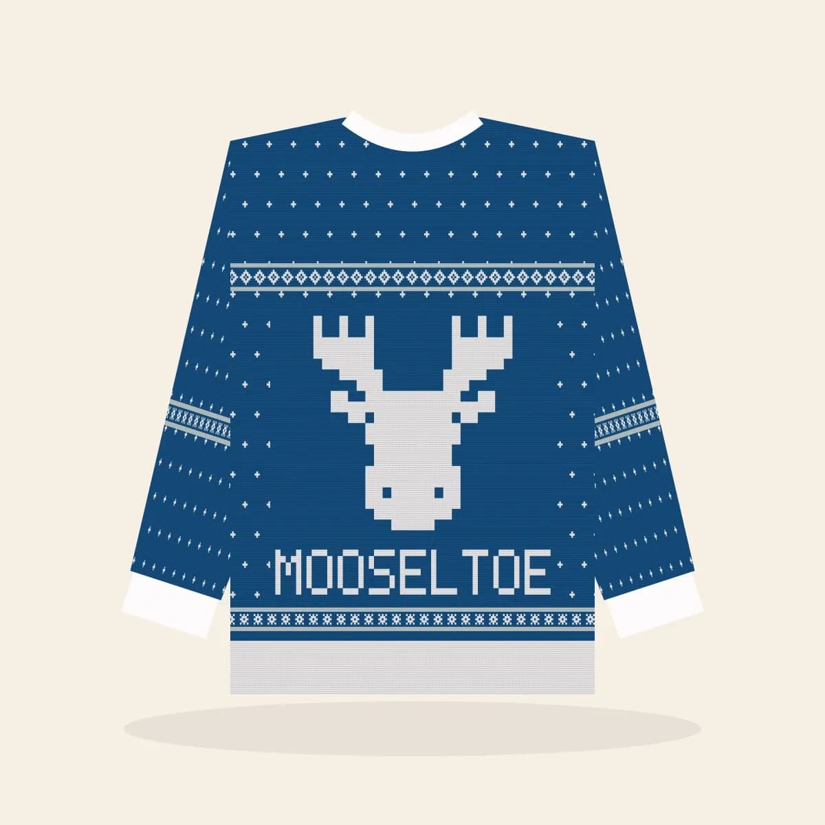 Mooseltoe Kids Knitted Sweater (Frosty Blue): Mooseltoe ugly Christmas knit in blue with white and ice