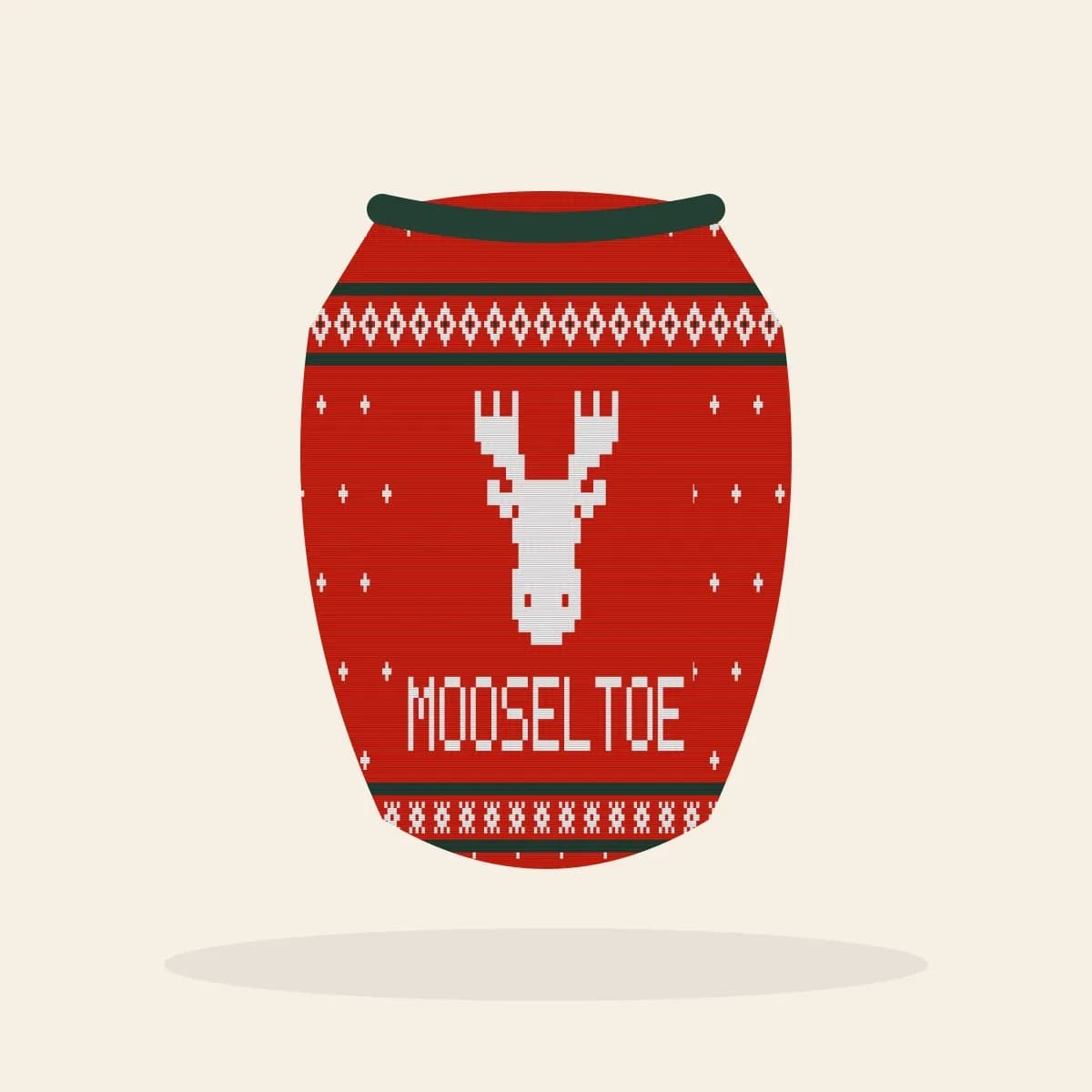 Mooseltoe Knitted Dog Sweater (Classic Red): Mooseltoe ugly Christmas knit in red with white and pine green
