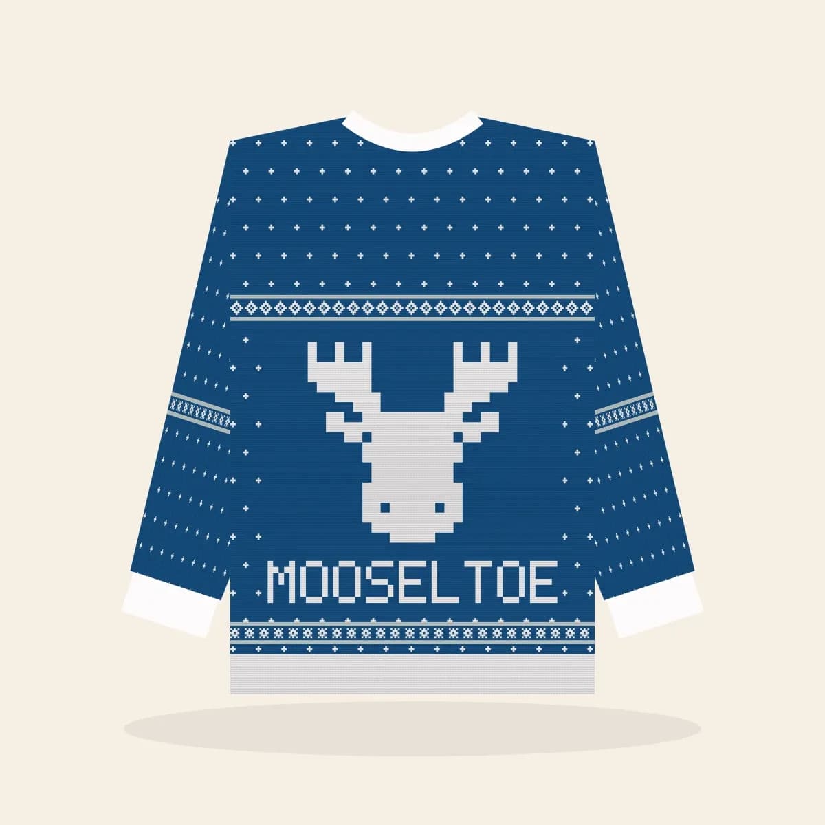 Mooseltoe Knitted Sweater (Frosty Blue): Mooseltoe ugly Christmas knit in blue with white and ice