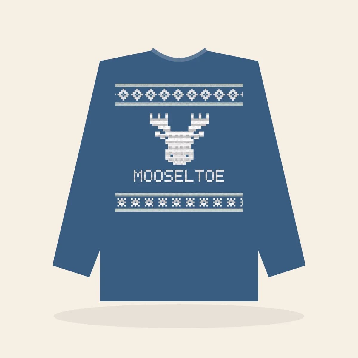 Mooseltoe Printed Sweatshirt (Frosty Blue): Mooseltoe ugly Christmas print in blue with white and ice
