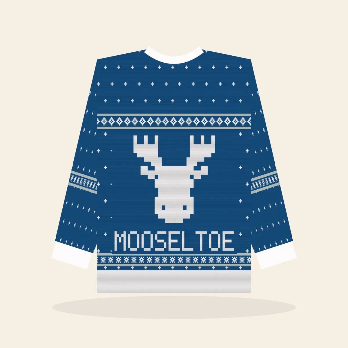 Mooseltoe Relaxed Knitted Sweater (Frosty Blue): Mooseltoe ugly Christmas knit in blue with white and ice