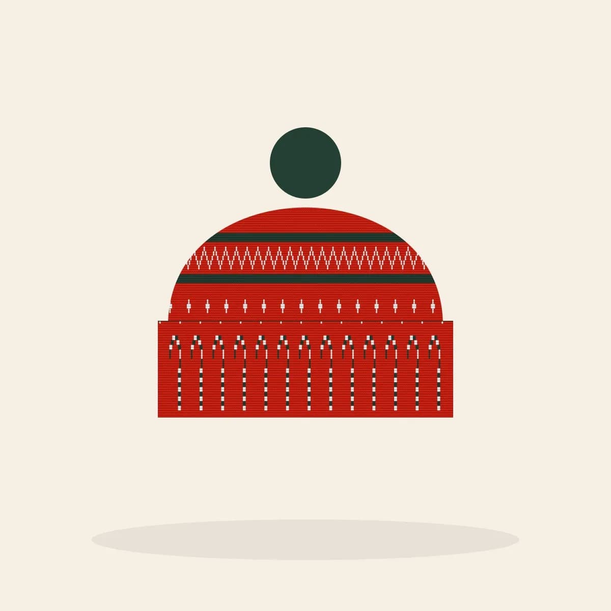 Naughty Or Nice, eh? Knitted Toque (Classic Red): Naughty or Nice, Eh? ugly Christmas knit in red with white and pine green