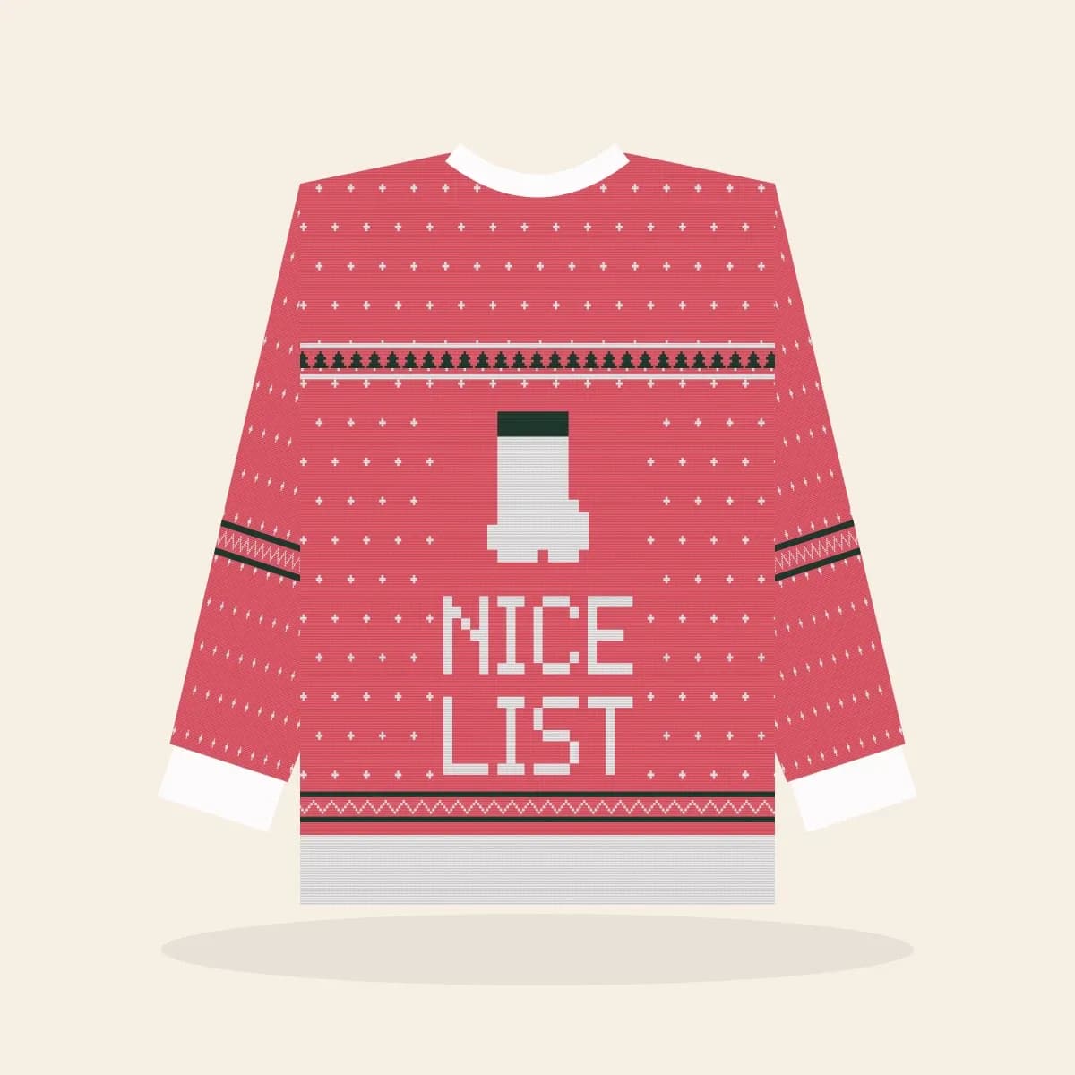 Nice List Pup Kids Knitted Sweater (Candy Pink): Nice List Pup ugly Christmas knit in hot pink with white and green