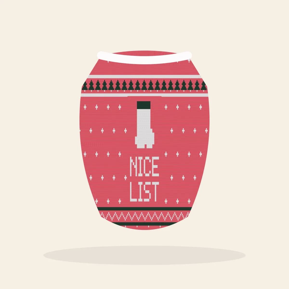 Nice List Pup Knitted Dog Sweater (Candy Pink): Nice List Pup ugly Christmas knit in hot pink with white and green