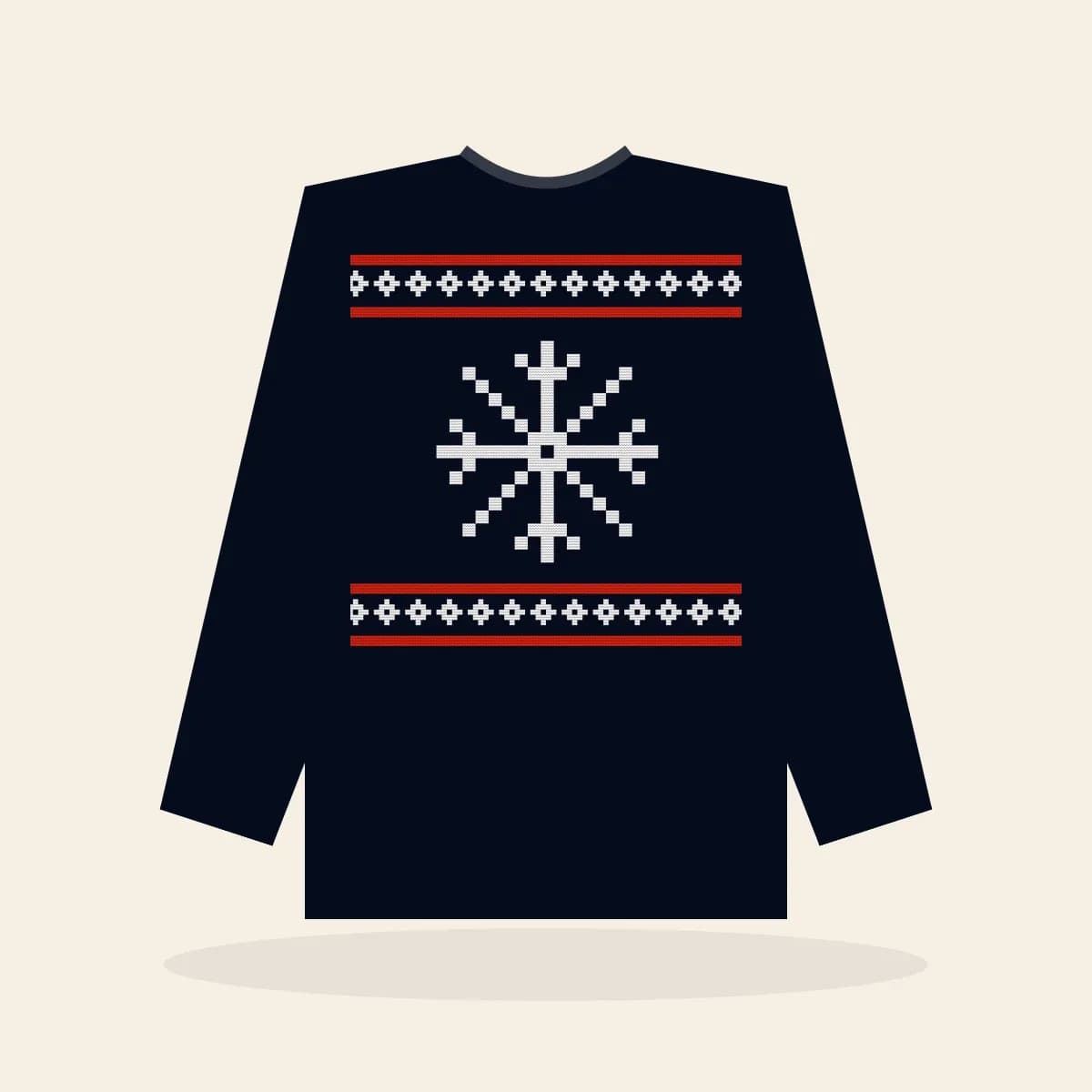 Nordic Snowflake Printed Sweatshirt (Midnight Navy): Nordic Snowflake ugly Christmas print in navy with white and red