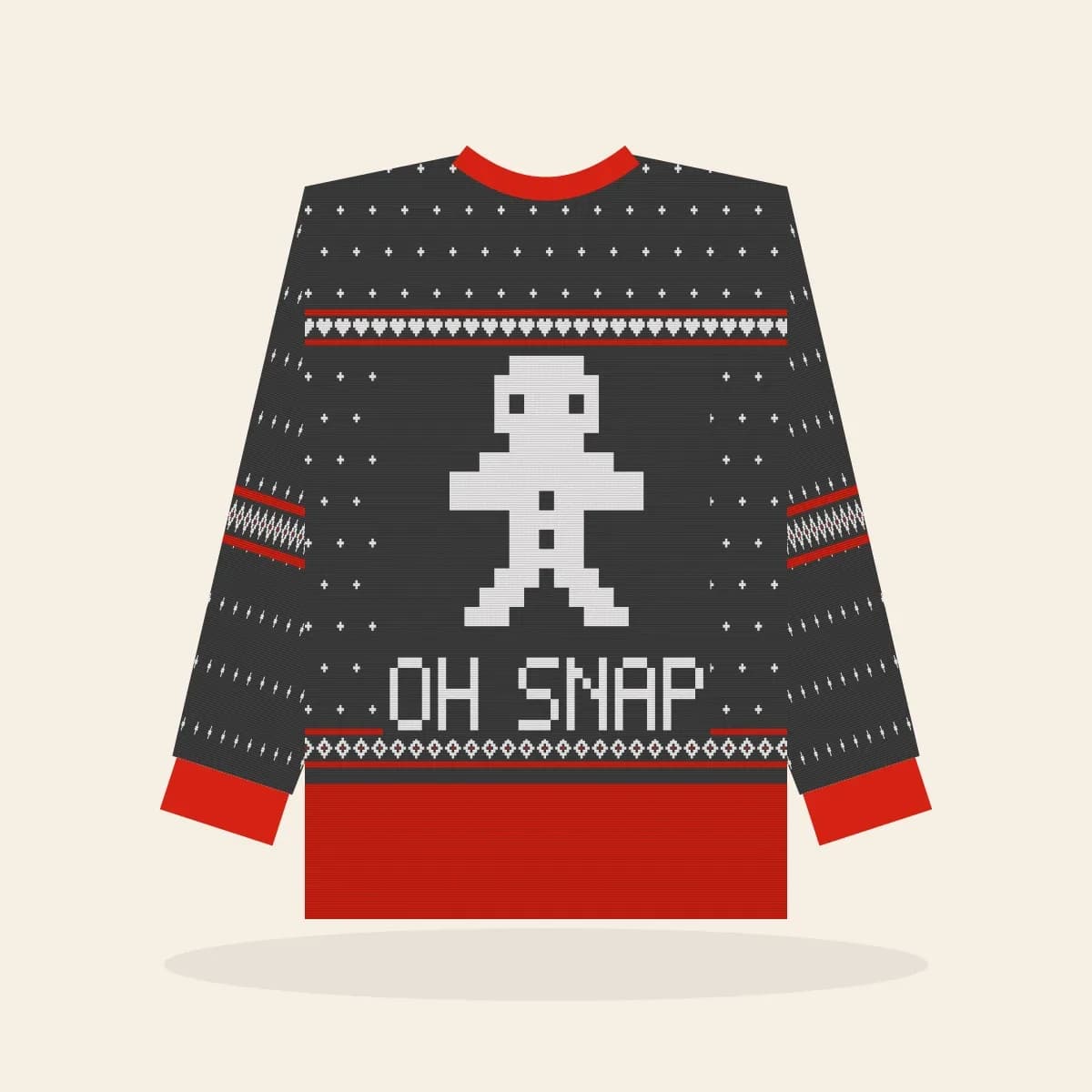Oh Snap All-Over Print Sweatshirt (Cabin Charcoal): Oh Snap ugly Christmas print in charcoal with white and red