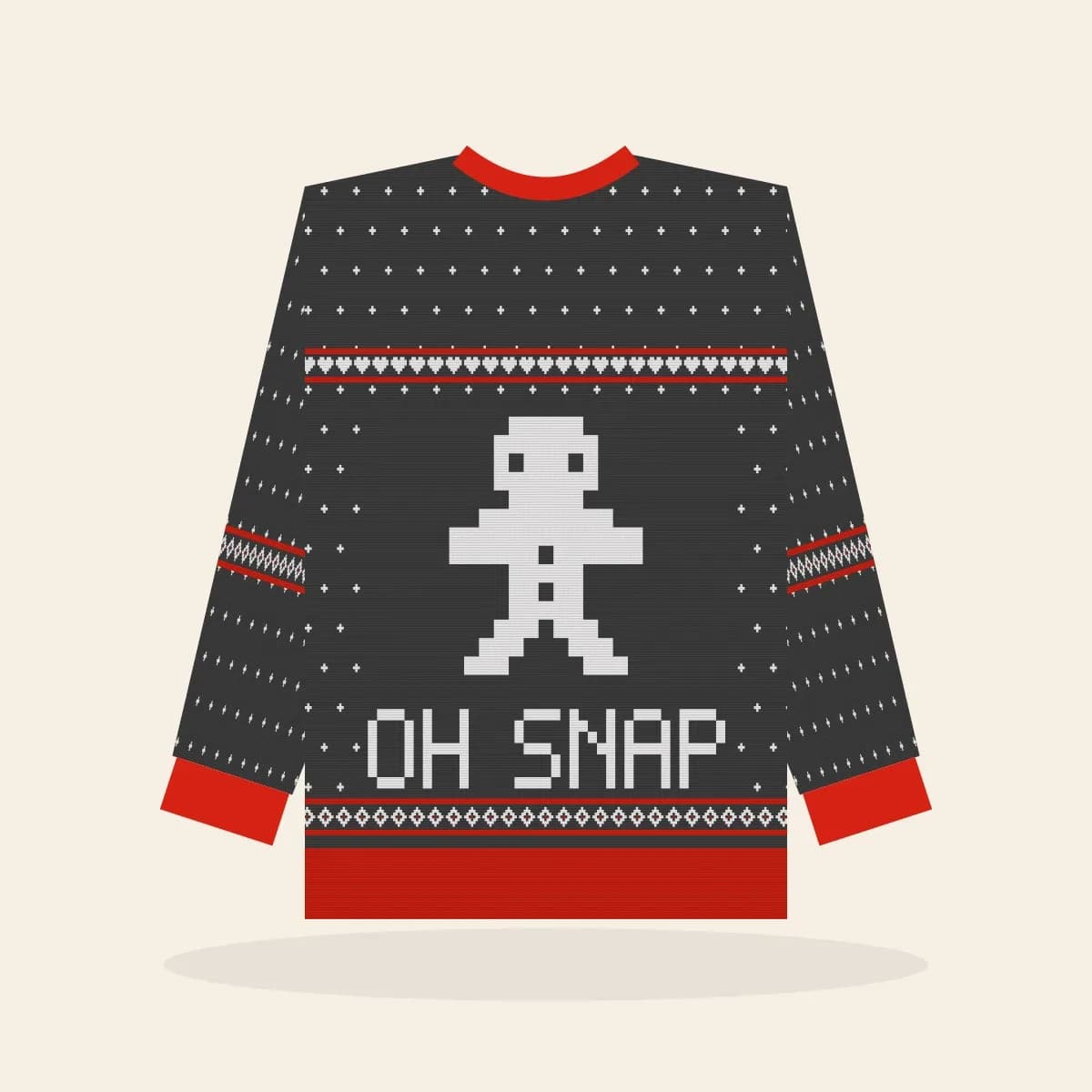 Oh Snap Kids Knitted Sweater (Cabin Charcoal): Oh Snap ugly Christmas knit in charcoal with white and red