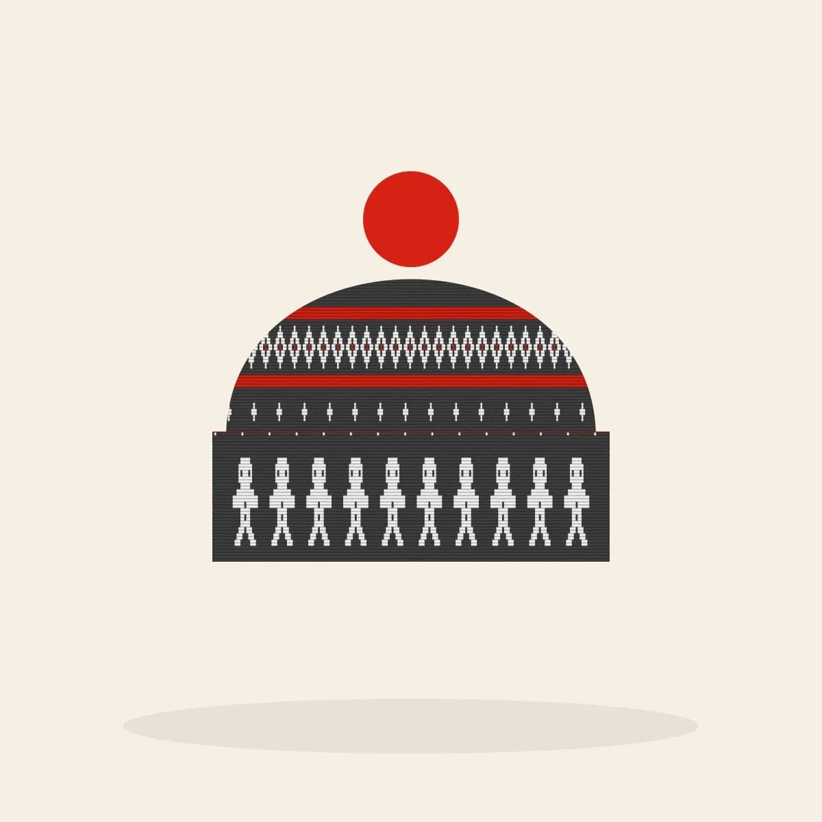 Oh Snap Knitted Toque (Cabin Charcoal): Oh Snap ugly Christmas knit in charcoal with white and red