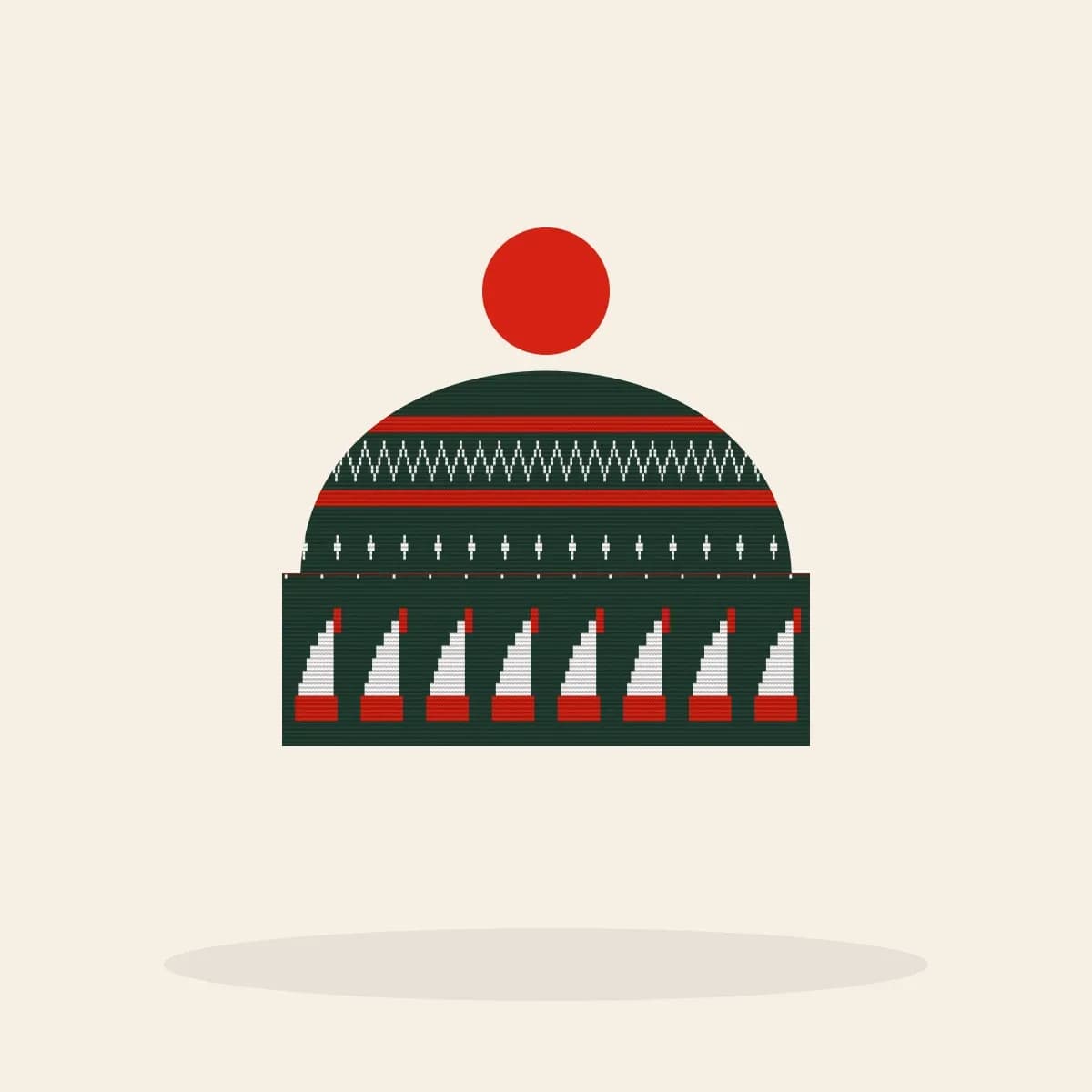 Santa’s Favourite Canadian Knitted Toque (Evergreen): Santa’s Favourite Canadian ugly Christmas knit in pine green with white and red