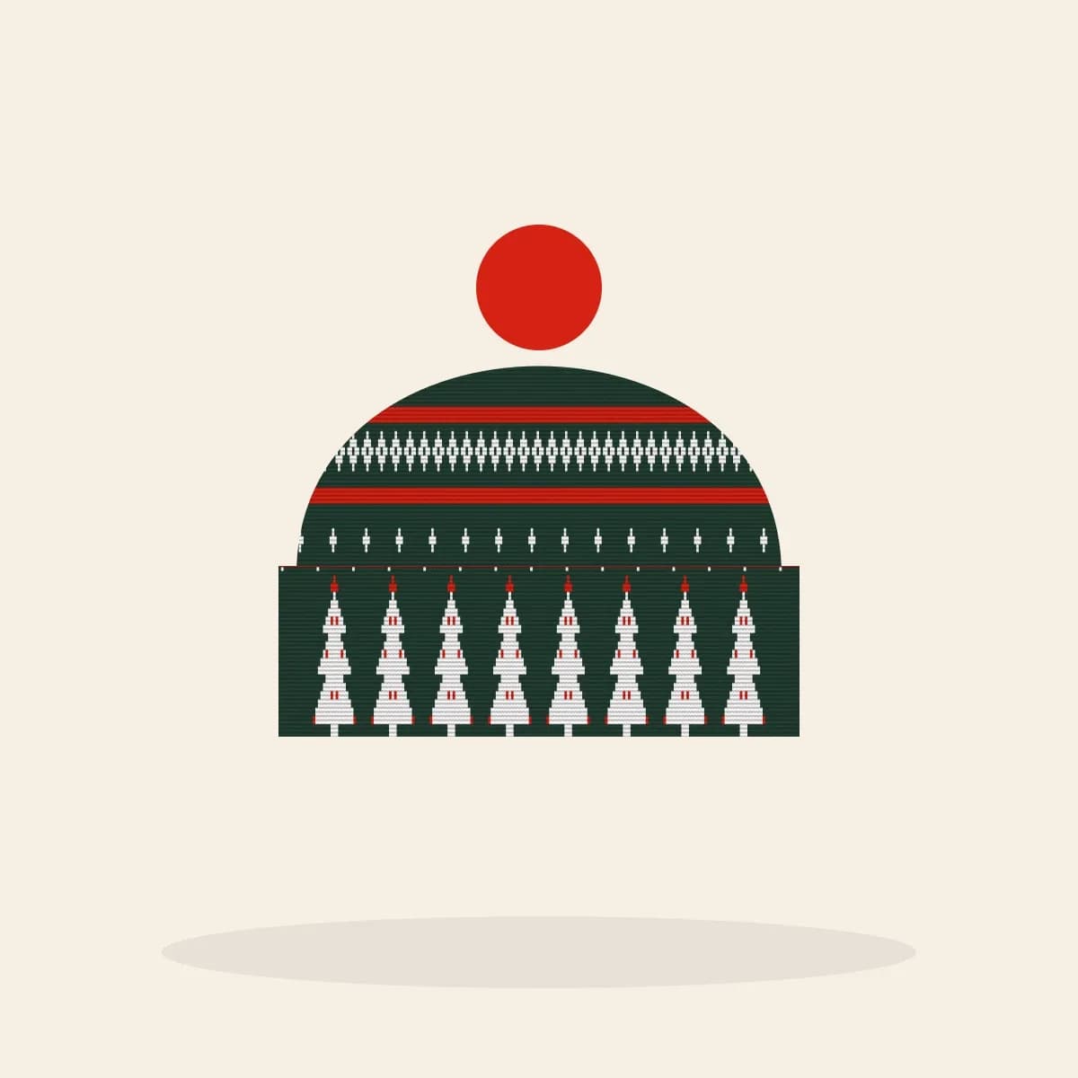 Sorry for Being Festive Knitted Toque (Evergreen): Sorry for Being Festive ugly Christmas knit in pine green with white and red