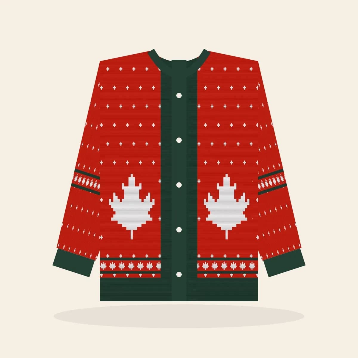 True North, Strong & Festive Knitted Cardigan (Classic Red): True North, Strong & Festive ugly Christmas knit in red with white and pine green