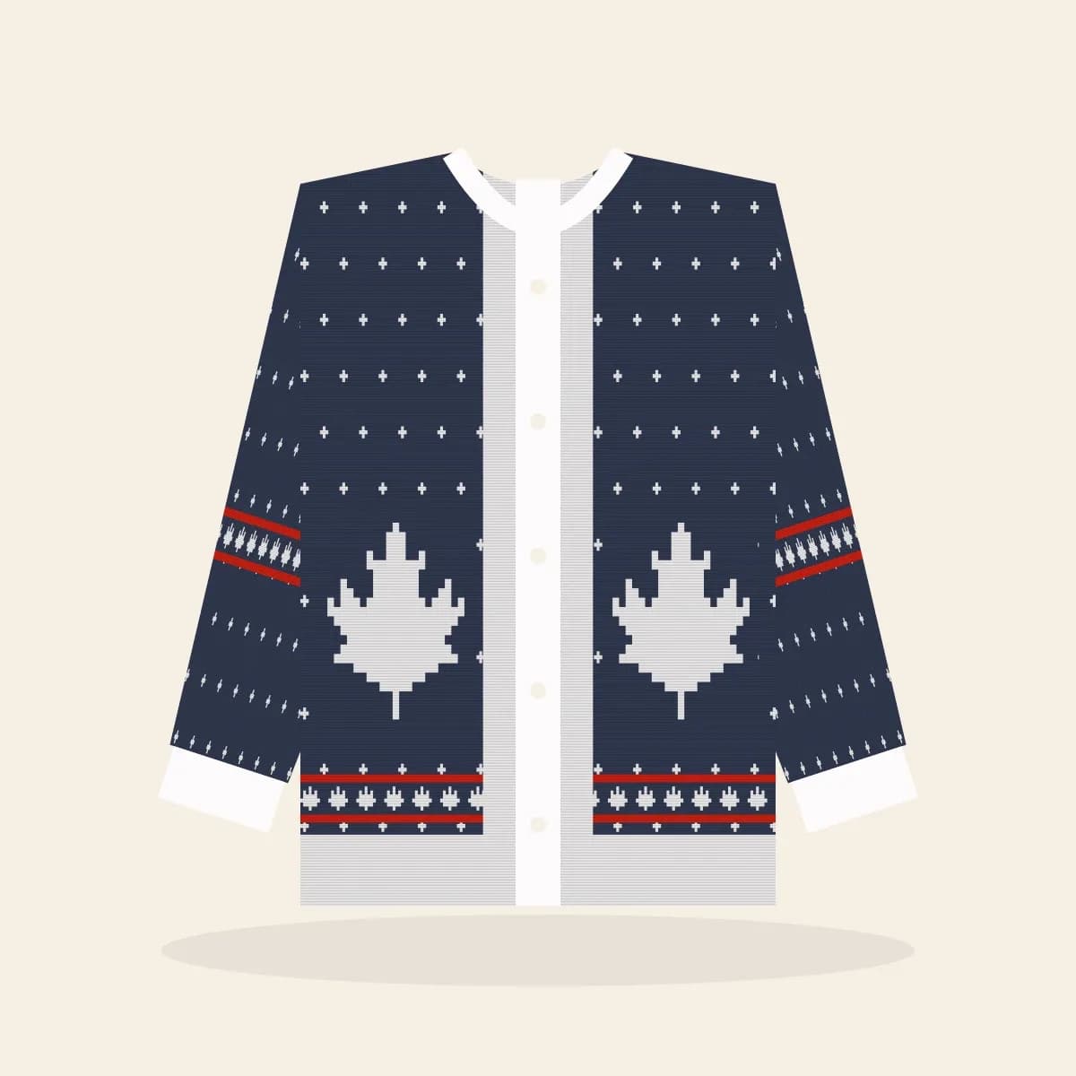 True North, Strong & Festive Knitted Cardigan (Midnight Navy): True North, Strong & Festive ugly Christmas knit in navy with white and red