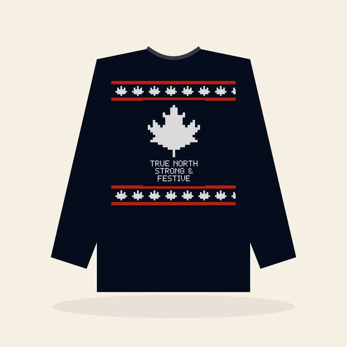 True North, Strong & Festive Printed Sweatshirt (Midnight Navy): True North, Strong & Festive ugly Christmas print in navy with white and red