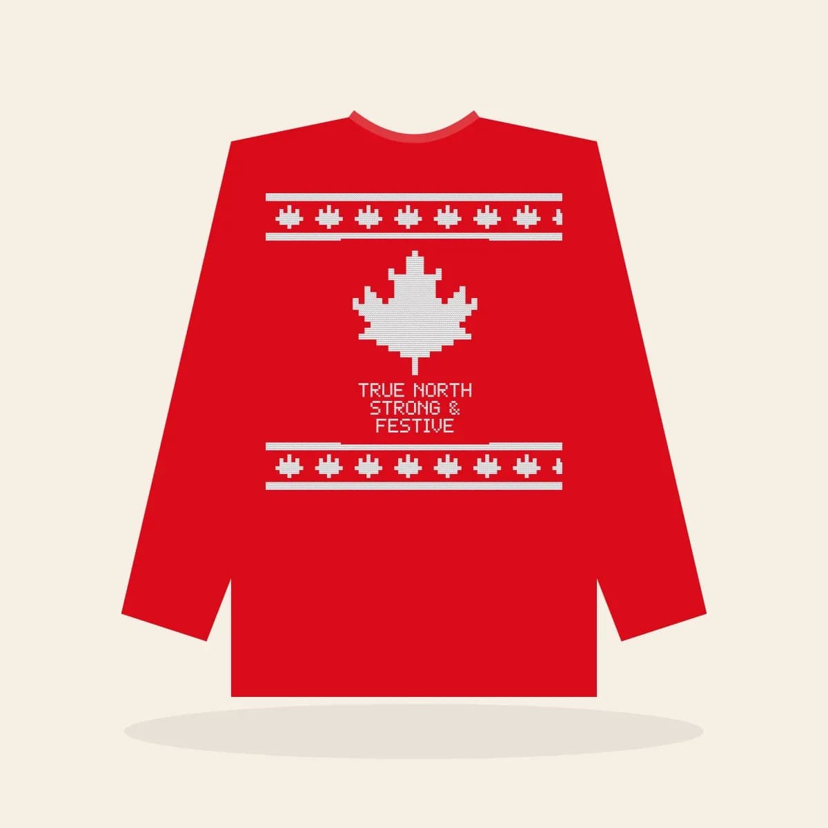 True North, Strong & Festive Printed Sweatshirt (True North): True North, Strong & Festive ugly Christmas print in red and white